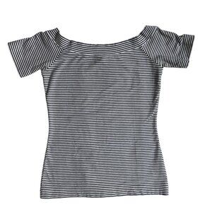 J.Crew Factory Short-Sleeve Striped Boatneck T-Shirt (Blue & White) - Small